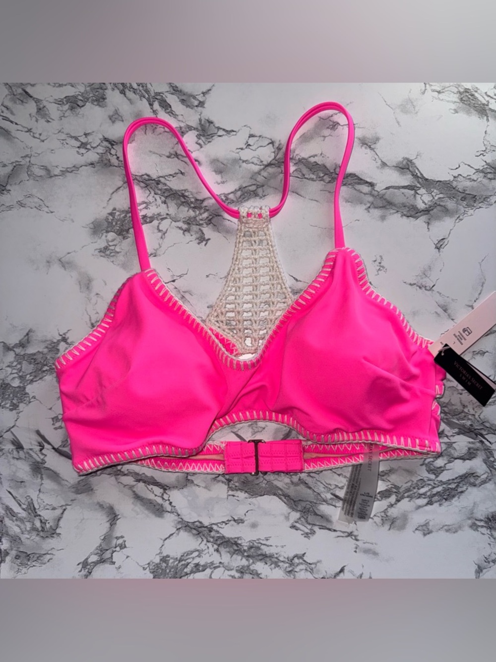 Victoria’s Secret Hot Pink & Crochet Bikini Top